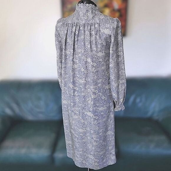 Vtg 60s blue & pale grey floral print dress & blazer co ord set - Picture 7 of 15